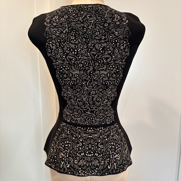 BCBGMaxAzria Like New Alonya Peplum Top- Size Medium; Black and Nude - Picture 2 of 7